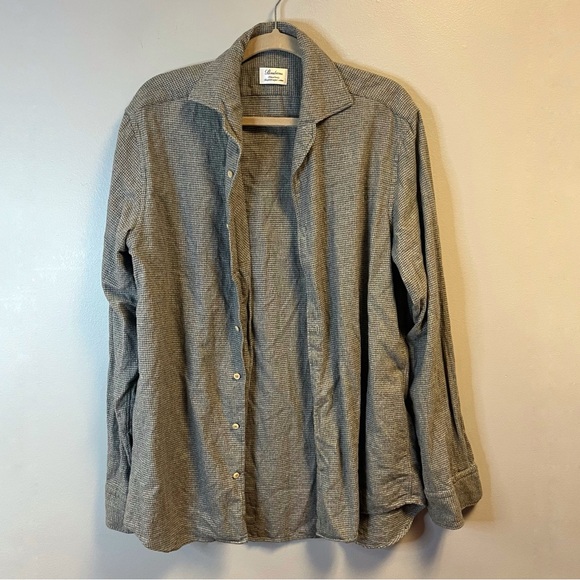 Stenströms Shirt Gray Houndstooth Button Up Long Sleeve Sz L EUC Cotton - Picture 2 of 9